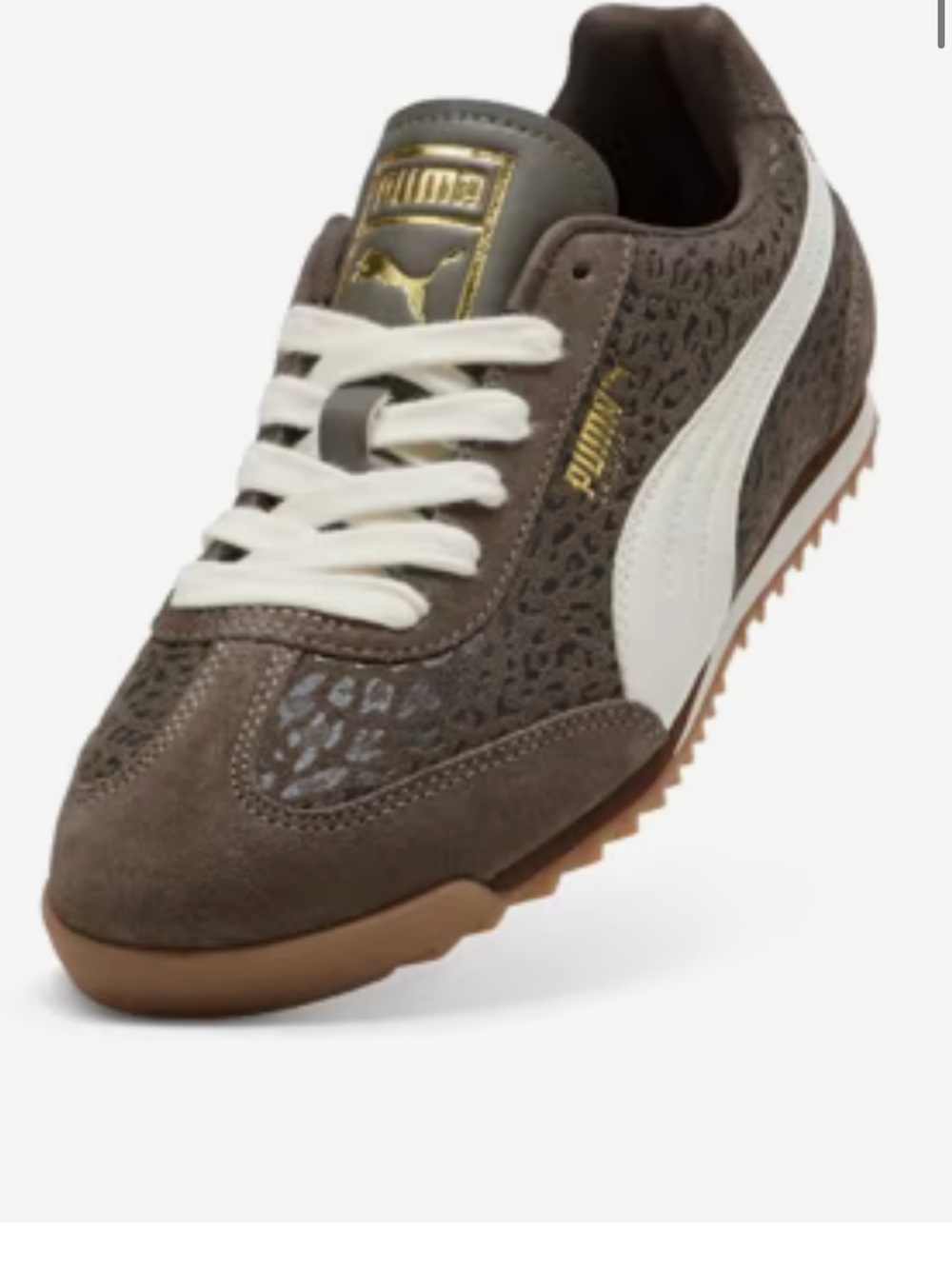 Puma Brown Animal-Print Suede Sneaker brand new in box and Gum Sole, size 10